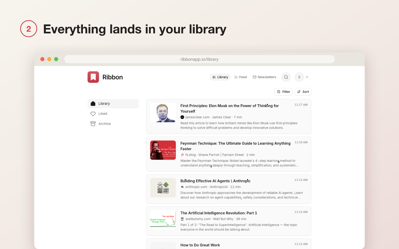 Everything lands in your library